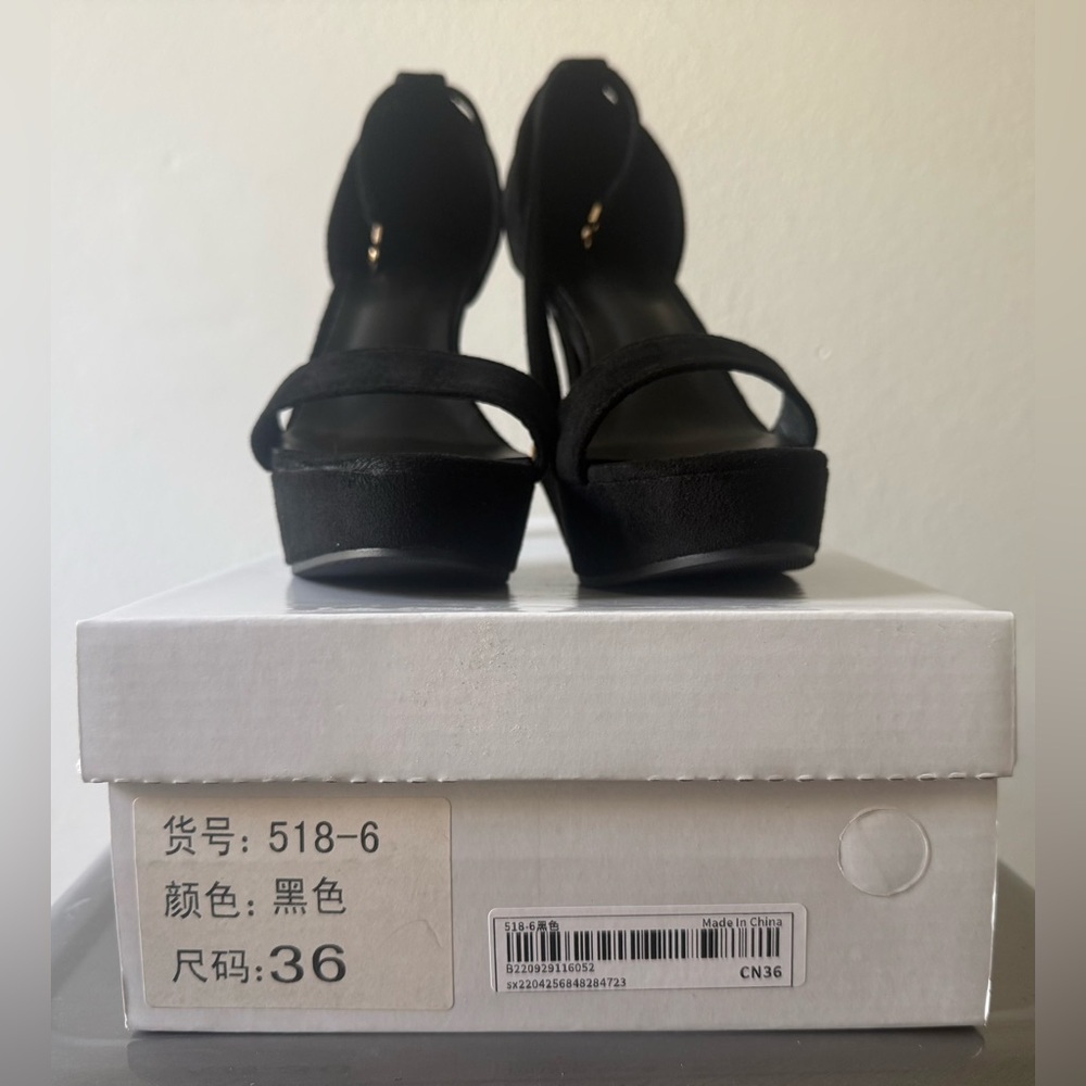 SHEIN Black Platform Ankle-Strap Heels- new